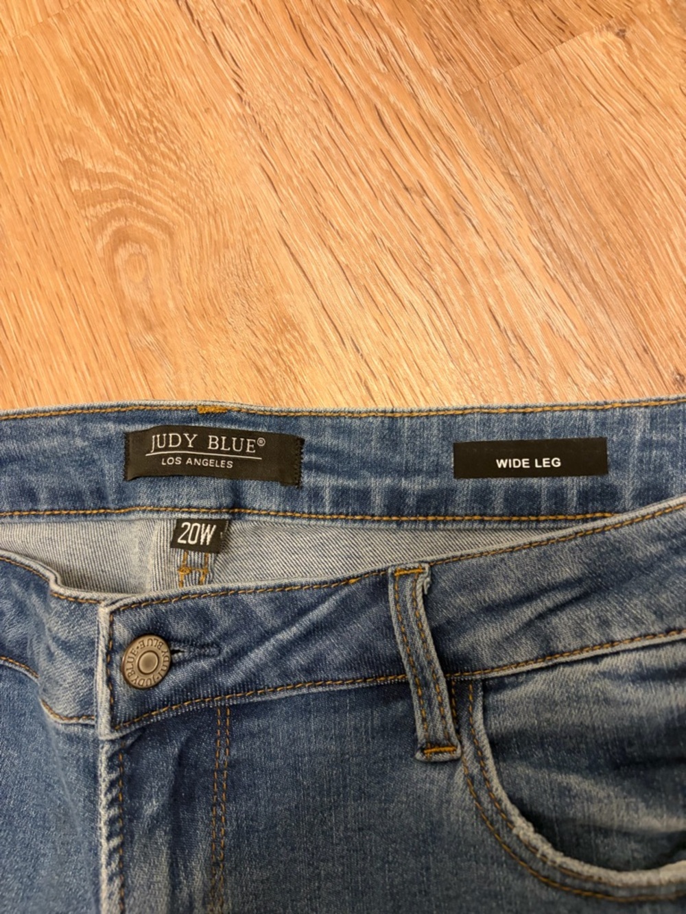 Judy Blue High Rise Wide Leg Jeans Medium Wash Distressed Plus Size 20W - Picture 6 of 8